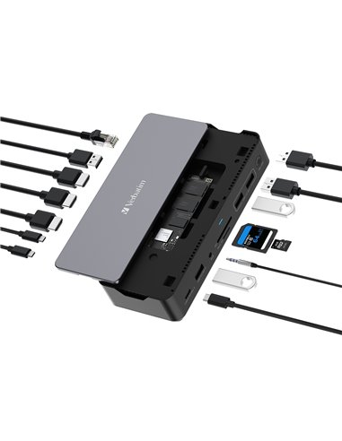 Док-станция Verbatim USB-C Pro CDS-15S со слотом M.2 NVMe, 15 портов