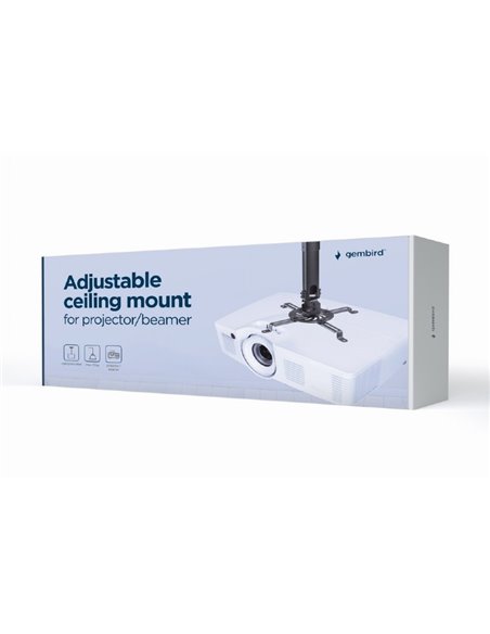 Регулируемое потолочное крепление для проектора Gembird CM-B-01/ 380 ~ 580 mm/ max 13kg/ Black