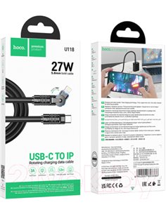 Cablu USB la Lighning HOCO “U118 Triumph” / 1.2m / Zinc alloy / 27W / up to 3A / Black 2