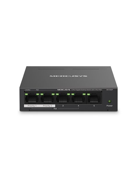 Switch MERCUSYS MS105GP / 5 port / Gigabit / RJ45 / PoE / metal case
