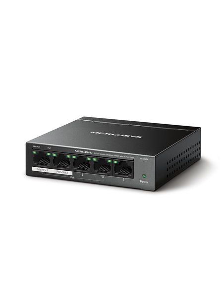 Switch MERCUSYS MS105GP / 5 port / Gigabit / RJ45 / PoE / metal case