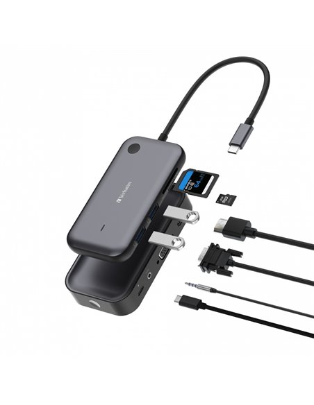 Беспроводной адаптер дисплея стандарта USB-C Verbatim ”Share My Screen 1080p” с разветвителем WDA-01