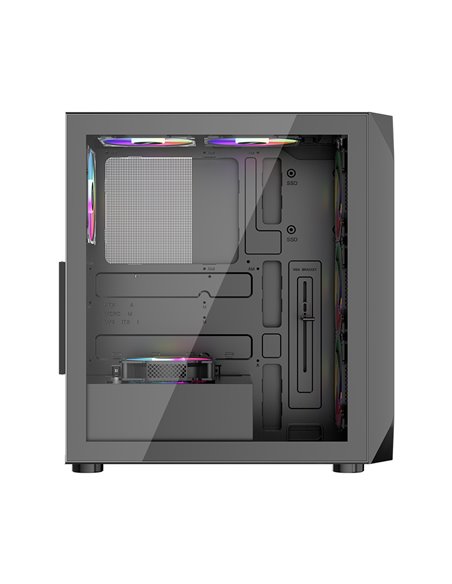 Carcasa Gaming 1STPLAYER AY7 / no PSU / Side-Window / 3x120mm / ATX / Black