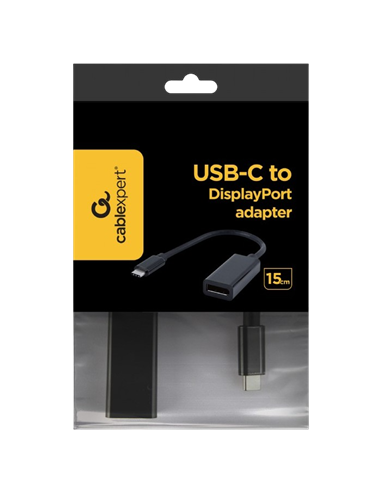 Видеоадаптер Cablexpert A-CM-DPF-01, Type-C - DisplayPort (F), 0,15м, Чёрный