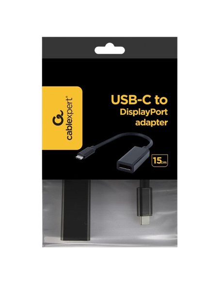 Видеоадаптер Cablexpert A-CM-DPF-01, Type-C - DisplayPort (F), 0,15м, Чёрный