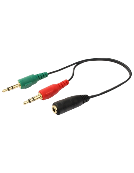 Аудио адаптер Cablexpert CCA-418, 3.5mm 4-pin (F) - 2x3.5mm 3-pin (M), 0,2м, Чёрный Аудио адаптер Cablexpert CCA-418, 3.5mm 4-pin (F) - 2x3.5mm 3-pin (M), 0,2м, Чёрный
