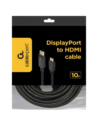 Видео кабель Cablexpert CC-DP-HDMI-10M, DisplayPort (M) - HDMI (M), 10м, Чёрный
