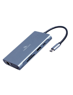 Adaptor Video Cablexpert A-CM-COMBO7-01, USB Type-C - LAN, VGA, HDMI, USB Type-C, USB Type-A, SD card-reader, Gri