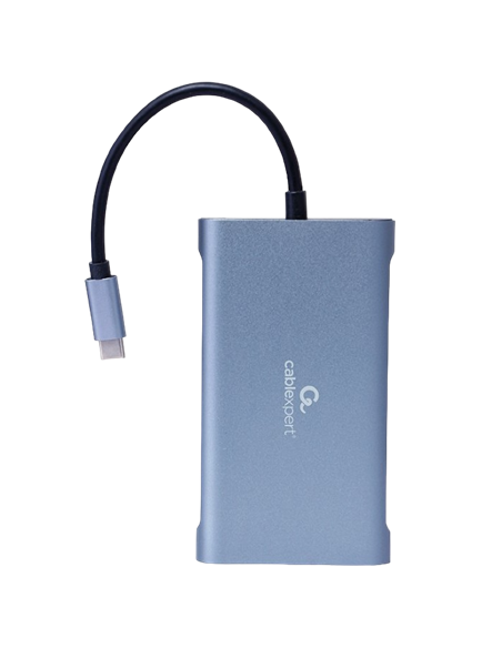Adaptor Video Cablexpert A-CM-COMBO7-01, USB Type-C - LAN, VGA, HDMI, USB Type-C, USB Type-A, SD card-reader, Gri