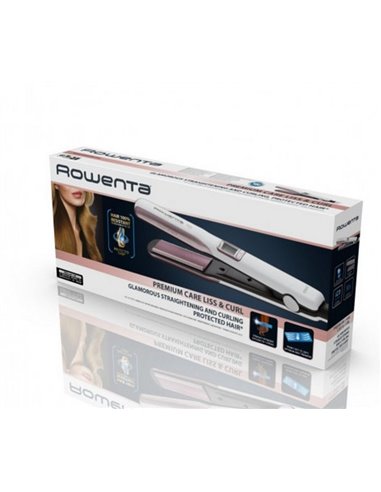 Placă de îndreptat părul Rowenta Premium Care Liss & Curl SF7660F0, Alb | Roz