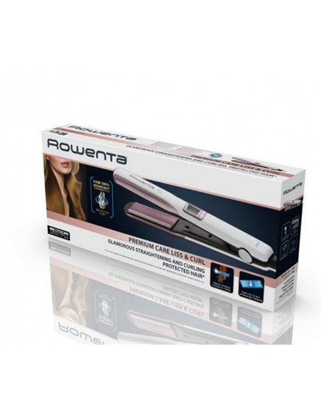 Placă de îndreptat părul Rowenta Premium Care Liss & Curl SF7660F0, Alb | Roz