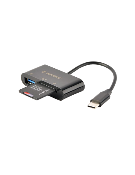 Cititor de carduri Gembird UHB-CR3-02, USB Type-C, Negru