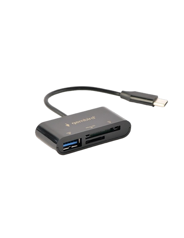 Cititor de carduri Gembird UHB-CR3-02, USB Type-C, Negru