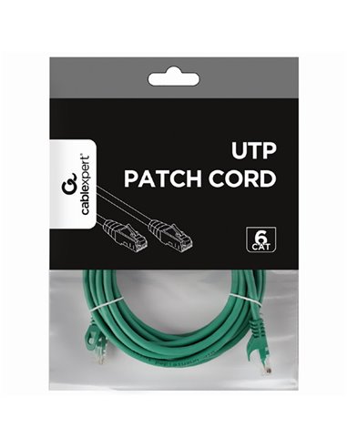 Patch cord Cablexpert PP6U-5M/G, Cat6 UTP, 5m, Verde