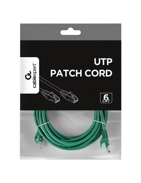 Patch cord Cablexpert PP6U-5M/G, Cat6 UTP, 5m, Verde