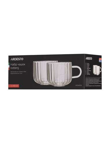 Set cupe Ardesto Iceberg AR2640GG, 400 ml, 2 bucs, Transparent