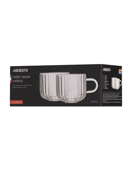 Set cupe Ardesto Iceberg AR2640GG, 400 ml, 2 bucs, Transparent