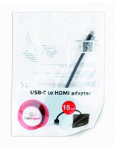 Cablu Video Cablexpert A-CM-HDMIF2-01, USB 3.1 Type-C (F) - 2 x HDMI (F), 0.15 m, Negru
