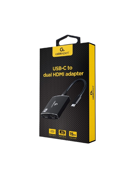 Cablu Video Cablexpert A-CM-HDMIF2-01, USB 3.1 Type-C (F) - 2 x HDMI (F), 0.15 m, Negru