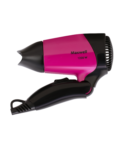 Компактный фен Maxwell MW-2007, 1200 Вт, Чёрный | Розовый