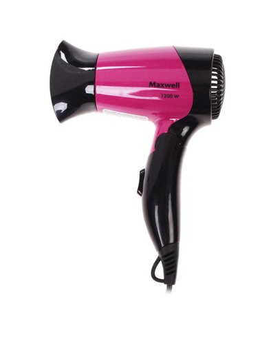 Компактный фен Maxwell MW-2007, 1200 Вт, Чёрный | Розовый