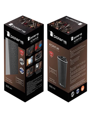 Cană termos Polaris Kontur-500TM, 0,5L, Negru