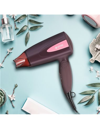 Компактный фен VITEK VT-2261, 1300 Вт, Бордовый