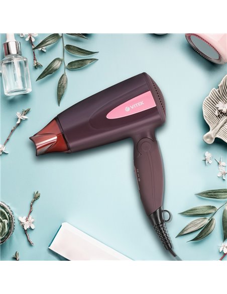 Uscător de păr compact VITEK VT-2261, 1300 W, Bordo Uscător de păr compact VITEK VT-2261, 1300 W, Bordo