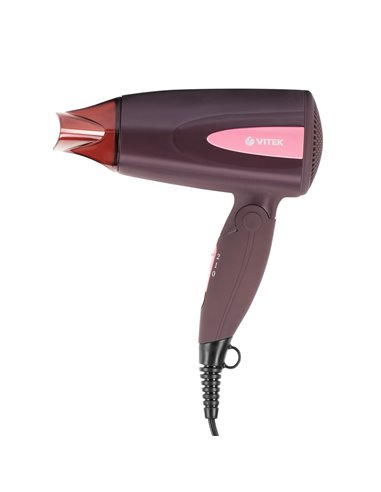 Компактный фен VITEK VT-2261, 1300 Вт, Бордовый