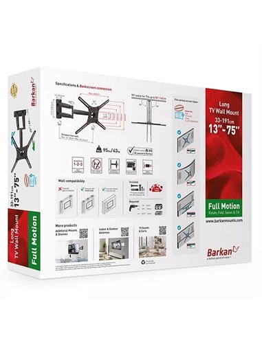 Наклонное настенное крепление BARKAN BM443, Чёрный