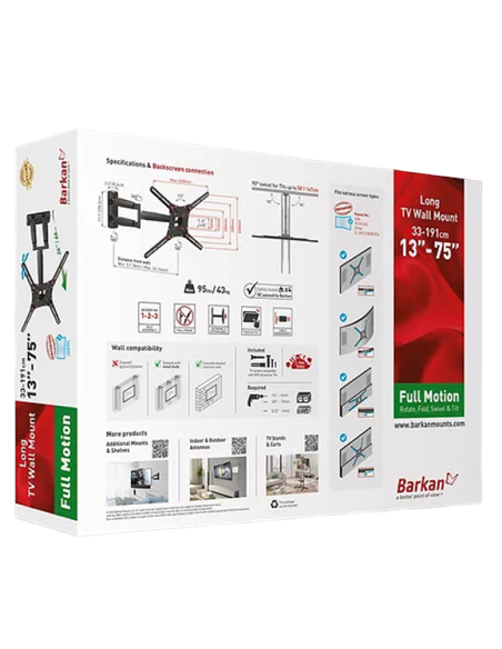Наклонное настенное крепление BARKAN BM443, Чёрный