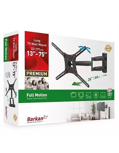Наклонное настенное крепление BARKAN BM443, Чёрный
