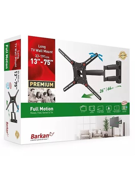 Наклонное настенное крепление BARKAN BM443, Чёрный