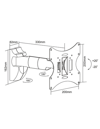 Suport TV pe perete Reflecta Flexo 40-200B, Negru