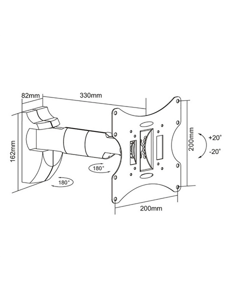 Suport TV pe perete Reflecta Flexo 40-200B, Negru