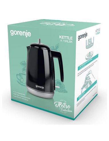 Электрочайник Gorenje K15RLBK, Чёрный