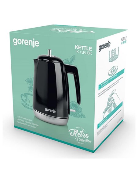 Электрочайник Gorenje K15RLBK, Чёрный Электрочайник Gorenje K15RLBK, Чёрный
