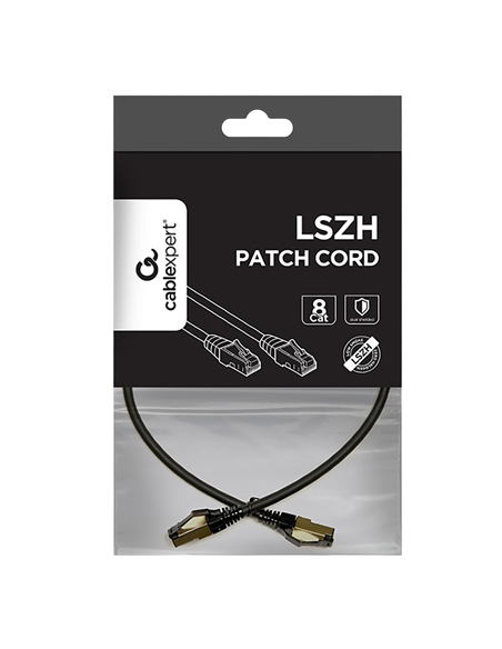 Patch cord Cablexpert PP8-LSZHCU-BK-0.5M, Cat8 S/FTP, 0,5m, Negru