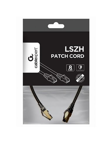 Patch cord Cablexpert PP8-LSZHCU-BK-0.5M, Cat8 S/FTP, 0,5m, Negru