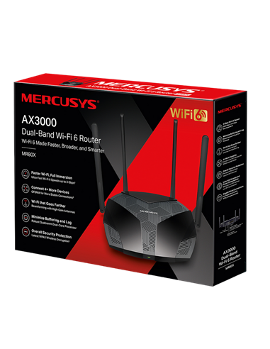 Беспроводной маршрутизатор MERCUSYS MR80X, Чёрный