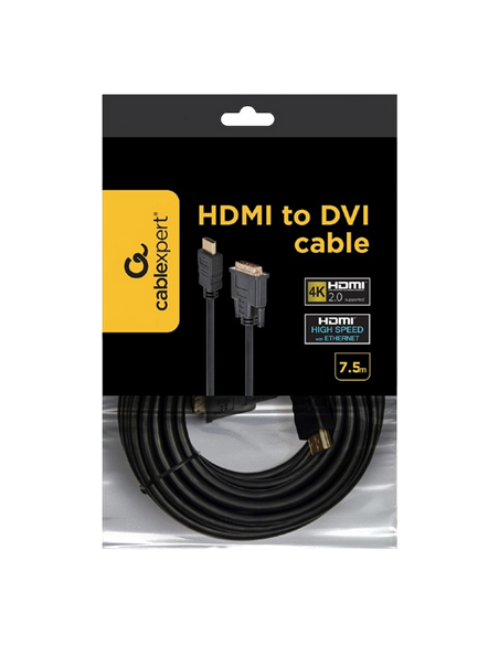 Cablu Video Cablexpert CC-HDMI-DVI-7.5MC, HDMI (M) - DVI-I (M), 7,5m, Negru