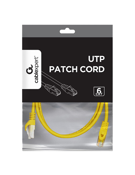 Патч-корд Cablexpert PP6U-0.5M/Y, Cat6 UTP, 0,5м, Жёлтый