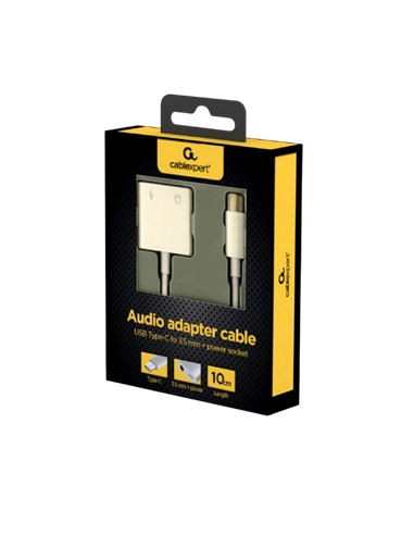 Audio Adaptor Cablexpert A-CM-3.5FP-01, USB Type-C (M) - 3.5mm 4-pin (F), 0,01m, Alb