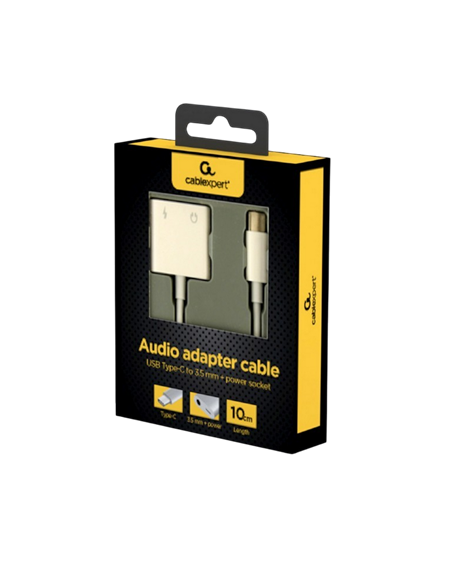 Audio Adaptor Cablexpert A-CM-3.5FP-01, USB Type-C (M) - 3.5mm 4-pin (F), 0,01m, Alb