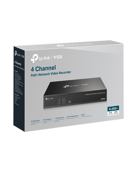 Înregistrator video TP-LINK VIGI NVR1004H-4P, Negru