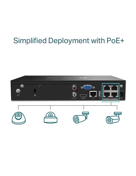 Înregistrator video TP-LINK VIGI NVR1004H-4P, Negru