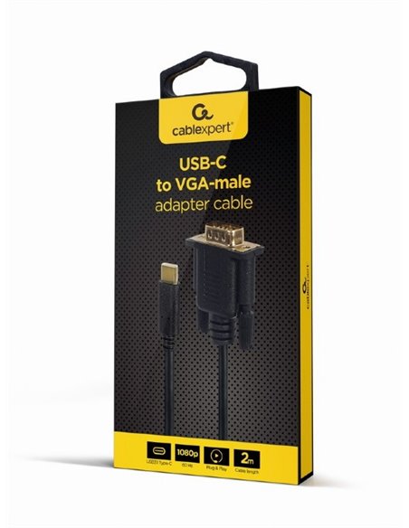 Cablu Video Cablexpert A-CM-VGAM-01, USB Type-C (M) - VGA (M), 0.15 m, Negru