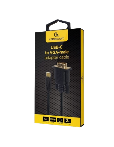 Видеокабель Cablexpert A-CM-VGAM-01, USB Type-C (M) - VGA (M), 0.15 м, Чёрный