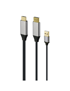 Переходник Cablexpert A-HDMIM-DPM-01, HDMI - DisplayPort, USB Type-A, 2м, Черный 2
