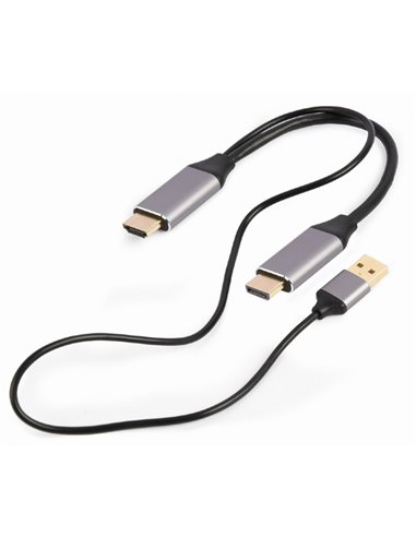 Переходник Cablexpert A-HDMIM-DPM-01, HDMI - DisplayPort, USB Type-A, 2м, Черный